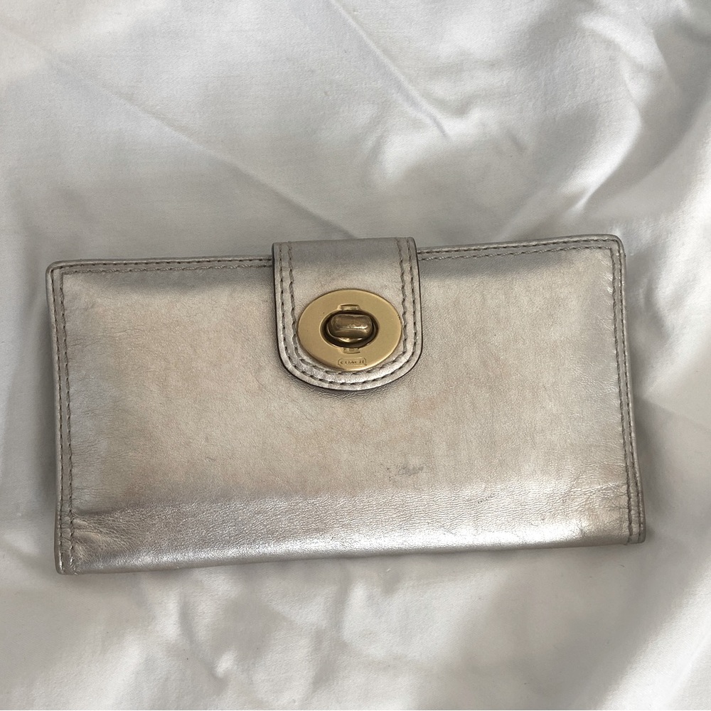 Coach silver wallet, comes with mini folder in wallet